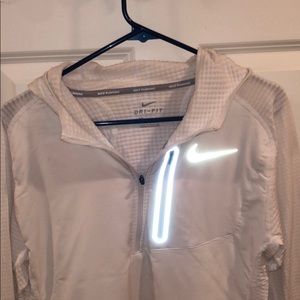 White Nike Dri-fit running pullover with hood